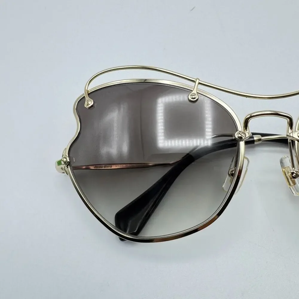 Miu Miu Sunglasses SMU 56R ZVN-0A7 Pale Gold Frame Gradient Lens 61-19-135mm